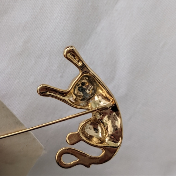 3" Cat and Mouse pin, Gold color - Picture 7 of 7